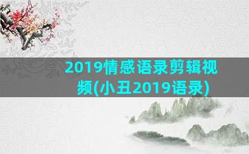 2019情感语录剪辑视频(小丑2019语录)