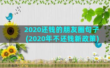 2020还钱的朋友圈句子(2020年不还钱新政策)