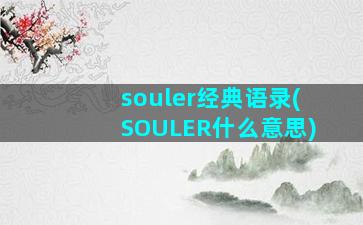 souler经典语录(SOULER什么意思)