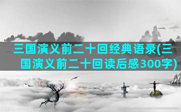 三国演义前二十回经典语录(三国演义前二十回读后感300字)