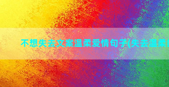 不想失去文案温柔爱情句子(失去温柔的文案)