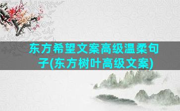 东方希望文案高级温柔句子(东方树叶高级文案)