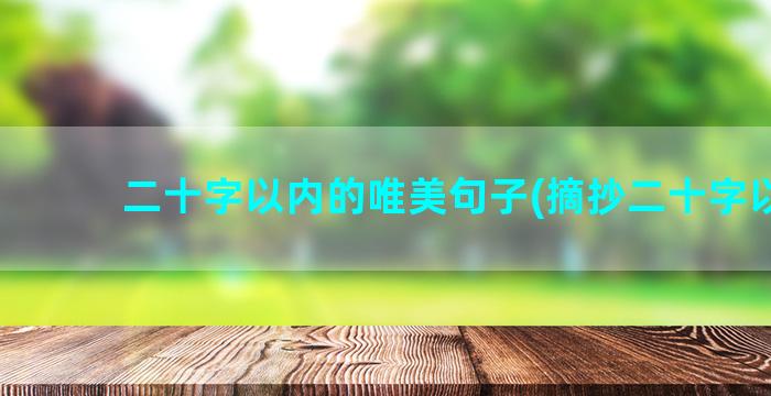 二十字以内的唯美句子(摘抄二十字以内)