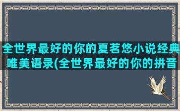 全世界最好的你的夏茗悠小说经典唯美语录(全世界最好的你的拼音)