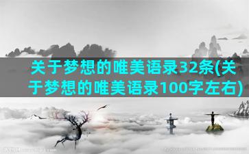 关于梦想的唯美语录32条(关于梦想的唯美语录100字左右)