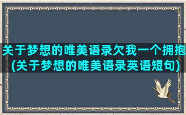 关于梦想的唯美语录欠我一个拥抱(关于梦想的唯美语录英语短句)