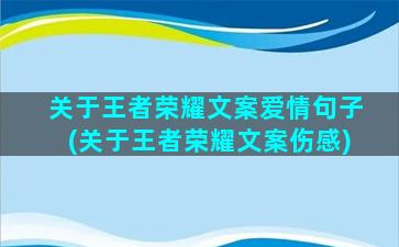 关于王者荣耀文案爱情句子(关于王者荣耀文案伤感)