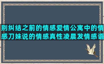 别纠结之前的情感爱情公寓中的情感刀妹说的情感真性凌晨发情感语录说明什么(别纠结之前的情感语录)