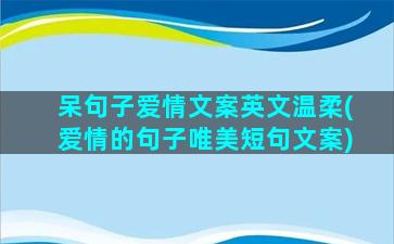 呆句子爱情文案英文温柔(爱情的句子唯美短句文案)