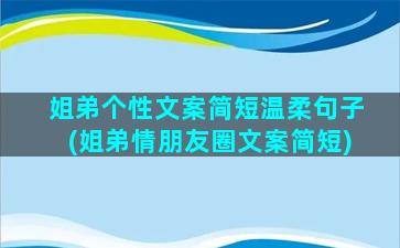 姐弟个性文案简短温柔句子(姐弟情朋友圈文案简短)