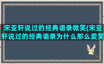 宋亚轩说过的经典语录微笑(宋亚轩说过的经典语录为什么那么爱笑)