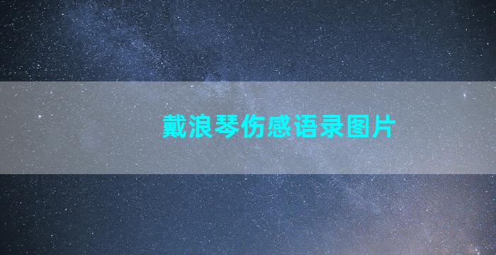 戴浪琴伤感语录图片