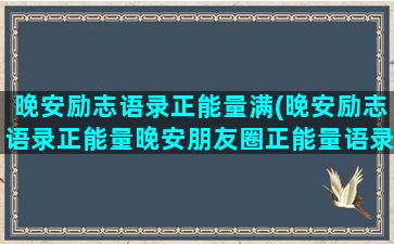 晚安励志语录正能量满(晚安励志语录正能量晚安朋友圈正能量语录)