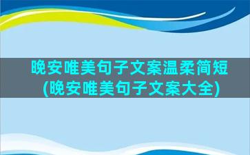 晚安唯美句子文案温柔简短(晚安唯美句子文案大全)