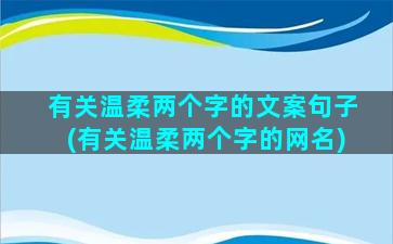 有关温柔两个字的文案句子(有关温柔两个字的网名)