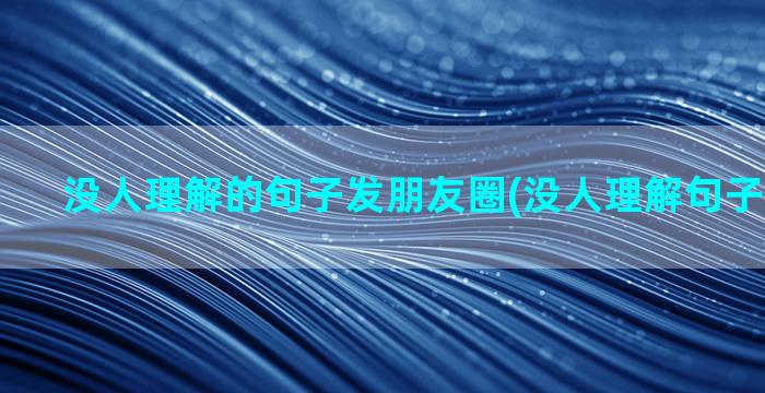 没人理解的句子发朋友圈(没人理解句子发朋友圈)