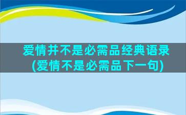 爱情并不是必需品经典语录(爱情不是必需品下一句)