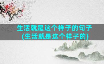 生活就是这个样子的句子(生活就是这个样子的)