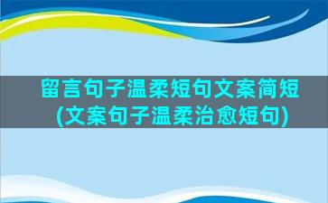 留言句子温柔短句文案简短(文案句子温柔治愈短句)