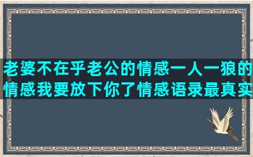 老婆不在乎老公的情感一人一狼的情感我要放下你了情感语录最真实的说说句子(老婆不在乎老公的成语)