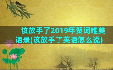 该放手了2019年贺词唯美语录(该放手了英语怎么说)