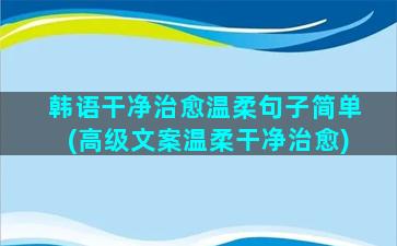 韩语干净治愈温柔句子简单(高级文案温柔干净治愈)